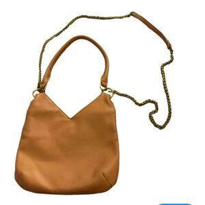 Anthropologie Small Shoulder Bag Chain Crossbody Shoulder Strap Gold Camel Tan